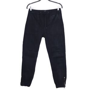 HUDSON Zipper Hem Utility Jogger Black Coated Denim Mid Rise Casual Women's S